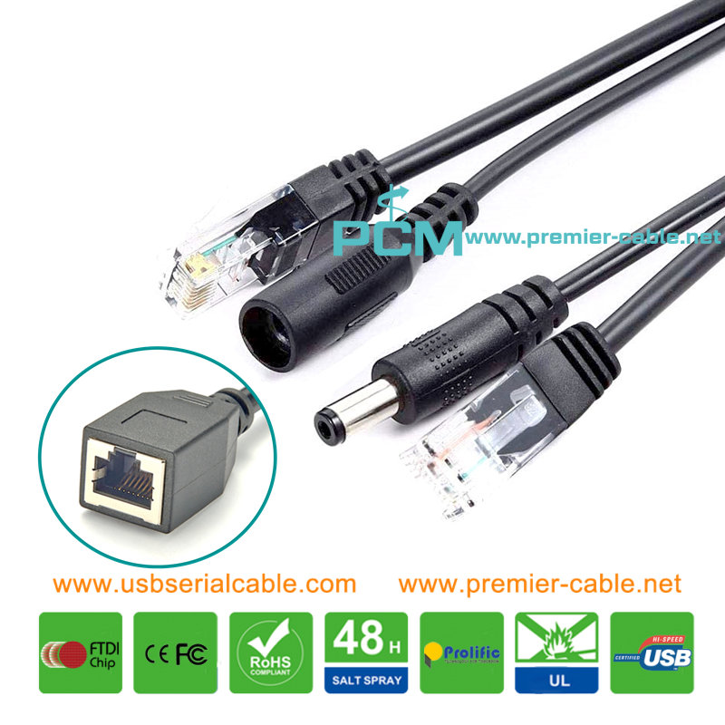 POE RJ45 Power Over Ethernet IP Camera DC Splitter Cable