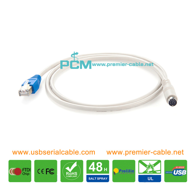 RJ45 Male to Mini Din 8-Pin Cable