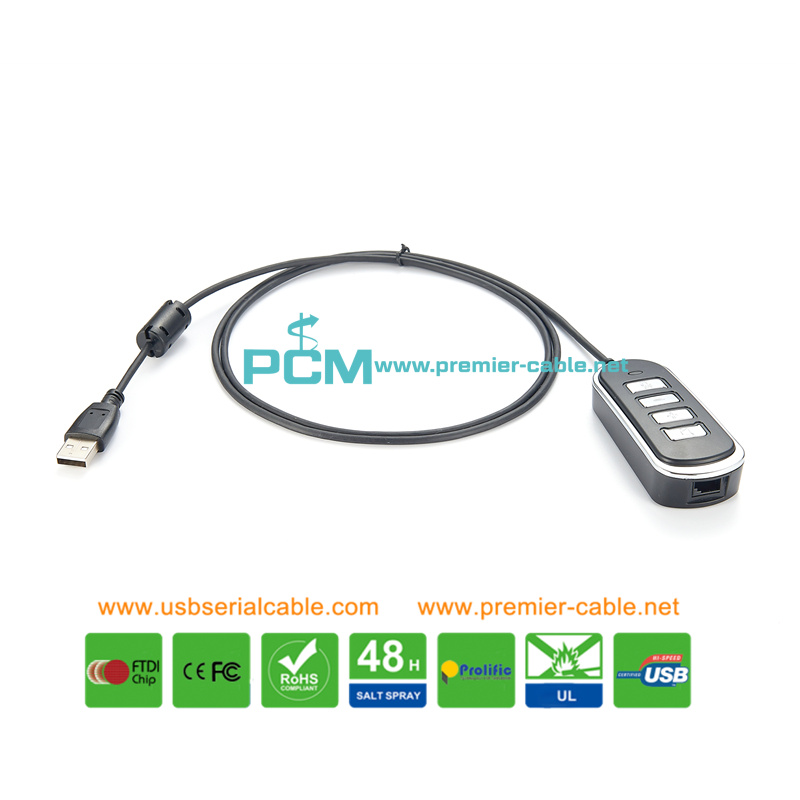 Computer USB to RJ9 Headset Cable with Mic Speaker Mute Computer USB to RJ9 Headset Cable with Mic Speaker Mute