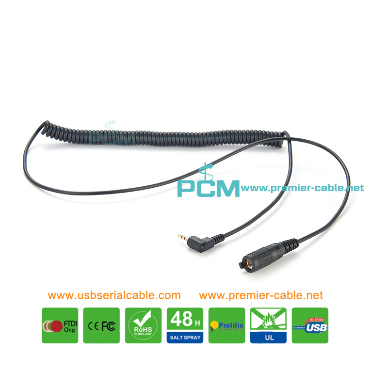 3.5mm to 2.5mm Angle Telephone Spiral Cable