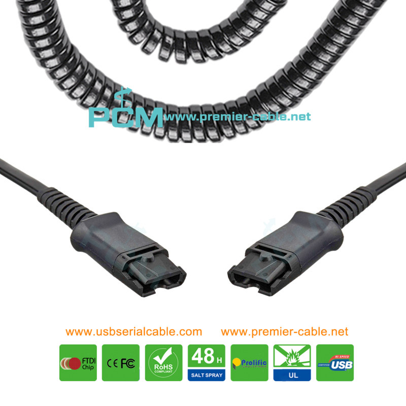 QD to QD 38051-03Headset Phone Coiled Extension Cable QD to QD 38051-03Headset Phone Coiled Extension Cable