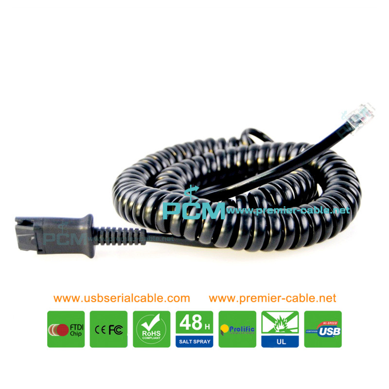 QD to RJ9 Mairdi Headsets Jack Spring Cable