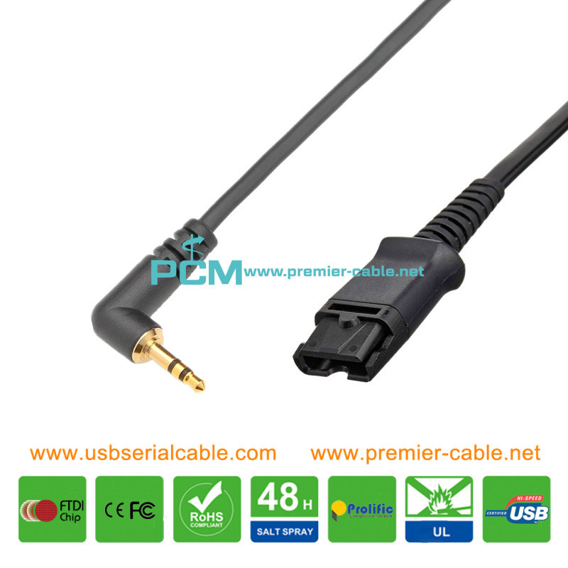 QD to 2.5mm Jack Plantronics Headset Coiled Cord QD to 2.5mm Jack Plantronics Headset Coiled Cord