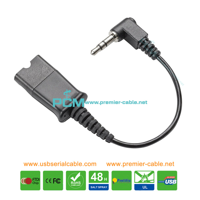 QD to 3.5mm Compatible Call Center Headphone Cable