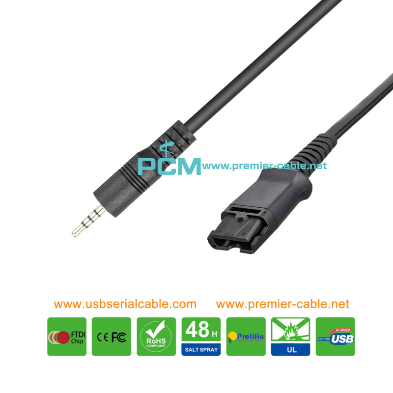 QD to 3.5mm Quick Disconnect PC Headset Phone Cable