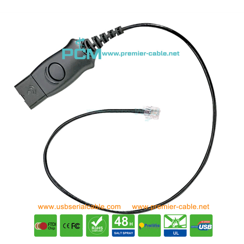 QD to RJ9 Headset Cable with Silence Switch 