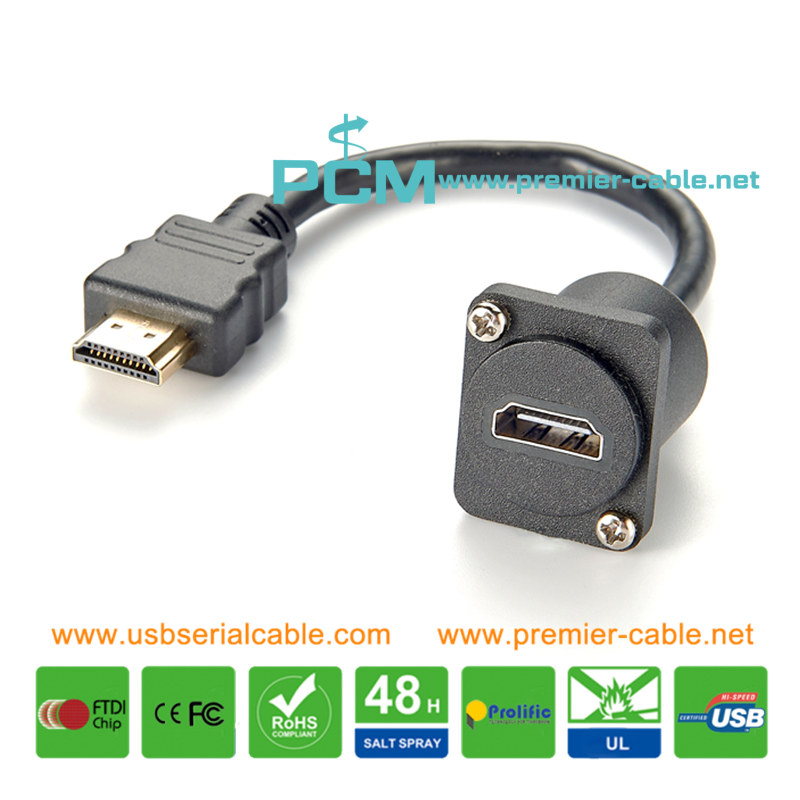 HDMI Video D-Housing Feedthru Panel Mount Cable