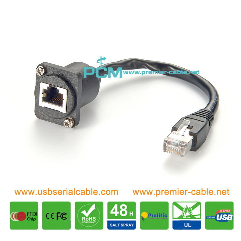 RJ45 Front Screw D-Type Round Panel Cable
