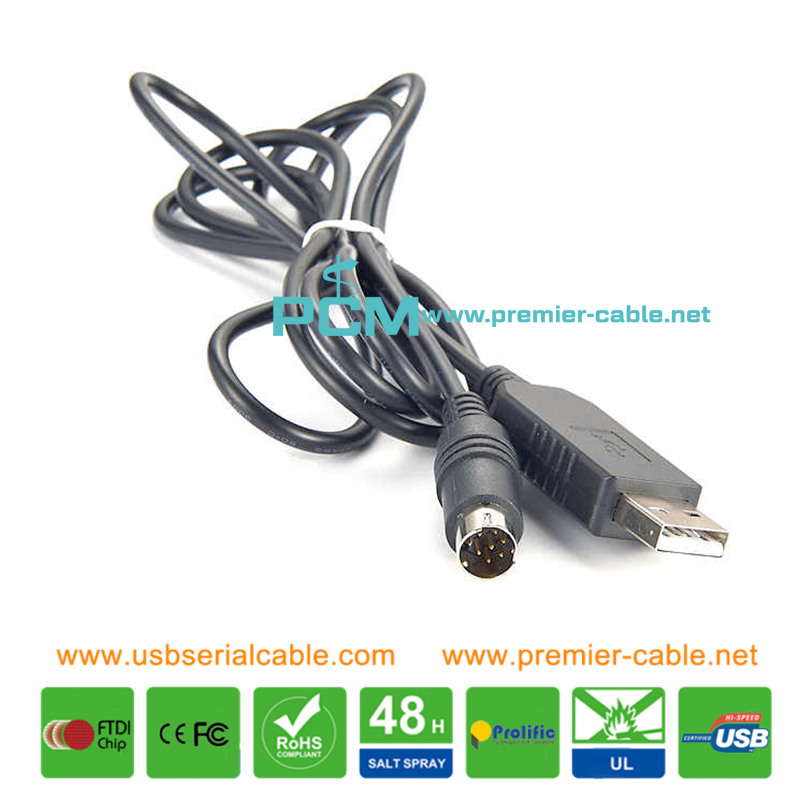 USB to 8 Pin Mini Din Serial Yaesu Radio CAT Cable