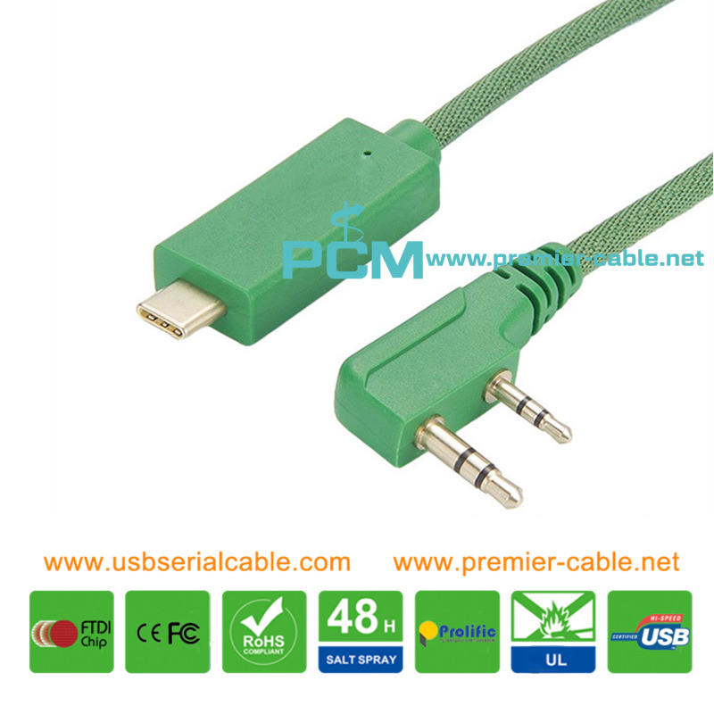 Type C to 2Pin K-Plug Mic Analog Handhelds Radio Cable