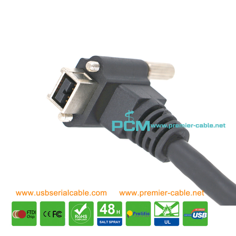 1394 Firewire 90 Degree Thumbscrew Locking Cable