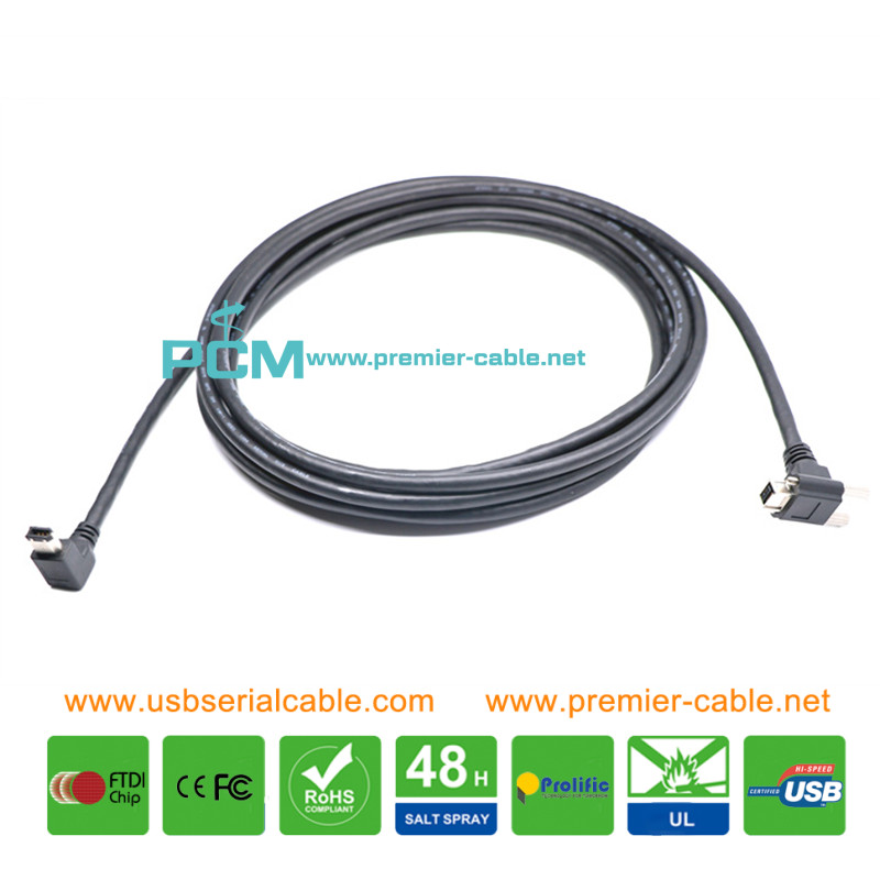 1394B 9Pin to 1394A 6Pin Angle Firewire Camera Cable