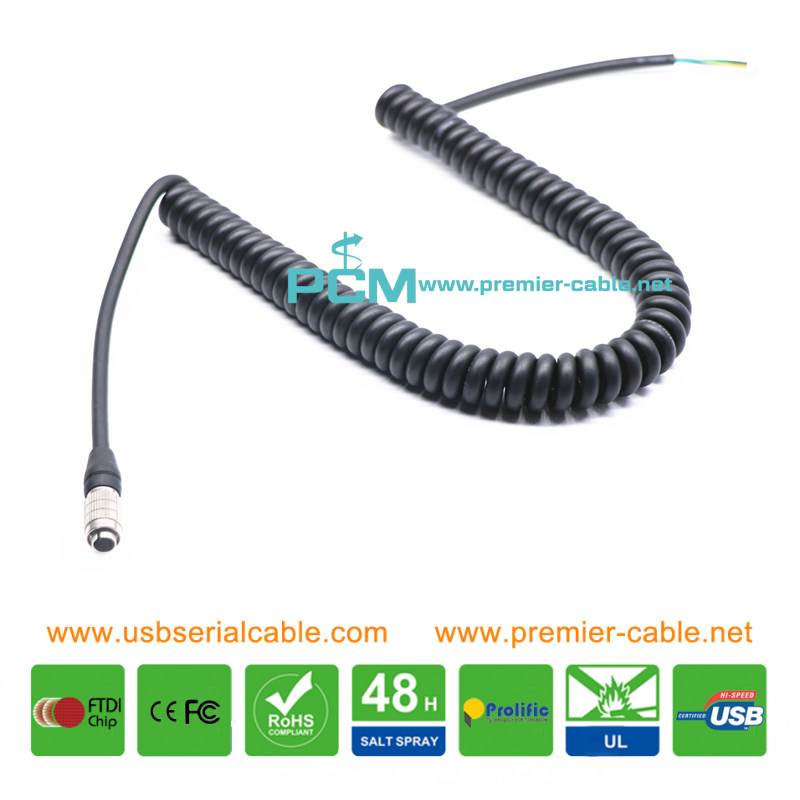 Hirose 8 Pin to Pigtail AVT Camera Coiled Cable