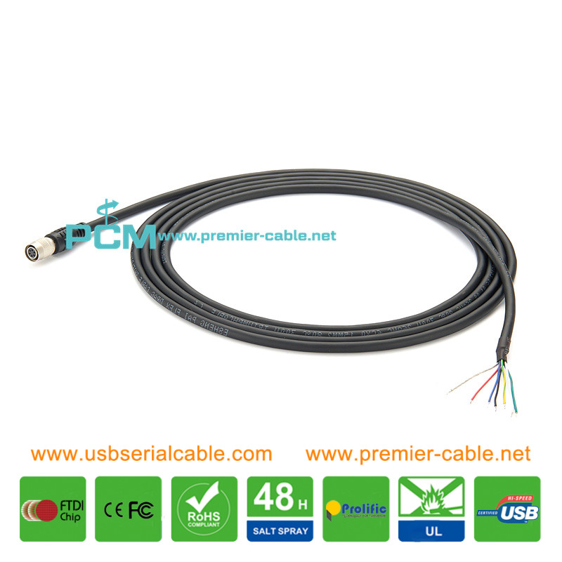 Hirose 6 Pin to 6 Way Pigtail Camera Cable