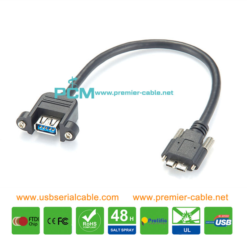 Micro USB3.0 to A Female Screw Industrial Camera Cable
