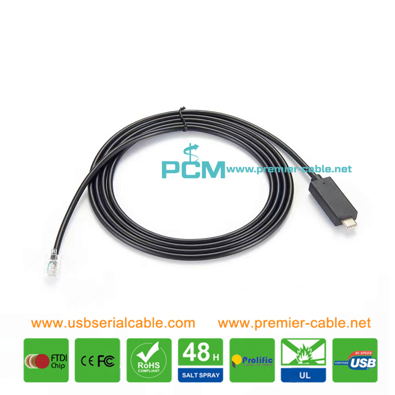 RS232 USB Type C to RJ12 6P6C FTDI Serial Cable