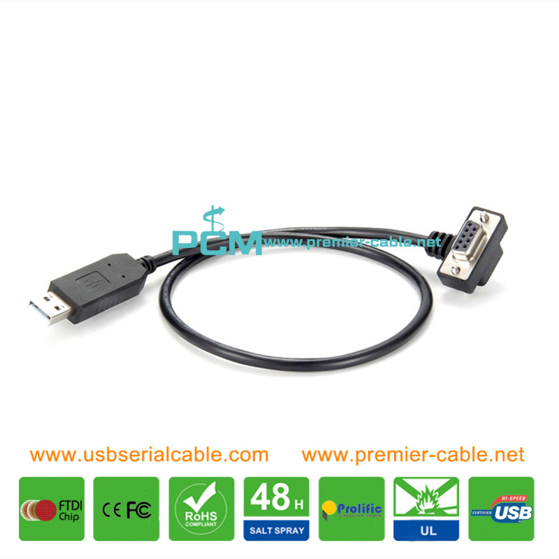 Low Profile Angle D-Sub 9Pin to USB Serial Cable