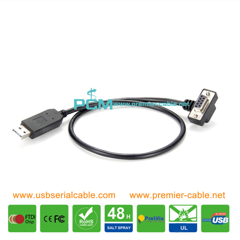 Low Profile Angle D-Sub 9Pin to USB Serial Cable Low Profile Angle D-Sub 9Pin to USB Serial Cable