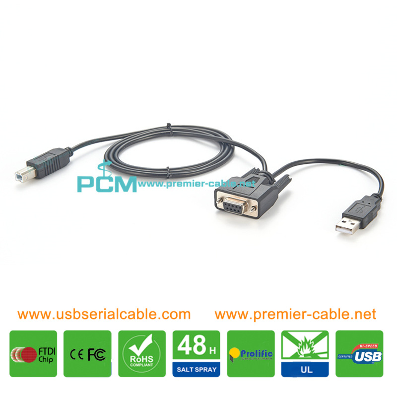 RS232 DB9 to Type B Cash Register Serial USB Spliter Cable