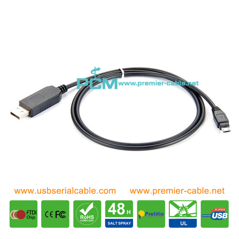 Micro USB to Type A Serial Cable with FTDI