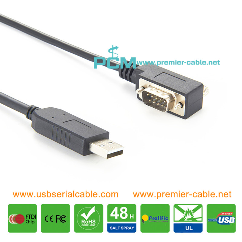 Slim Fit USB to DB9 Serial Right Angle Cable