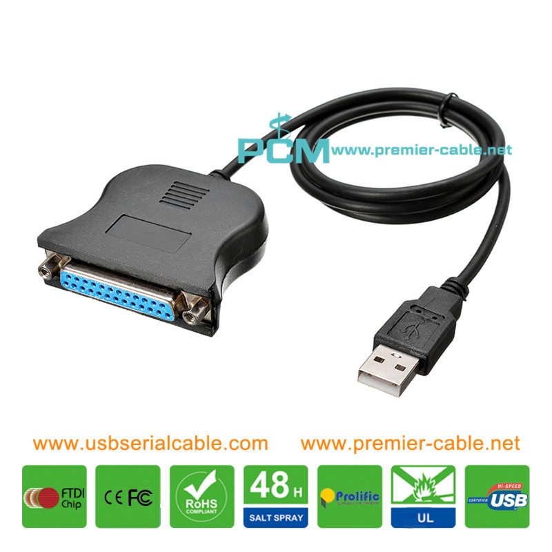 USB to DB25 Female IEEE Parallel Printer Cable