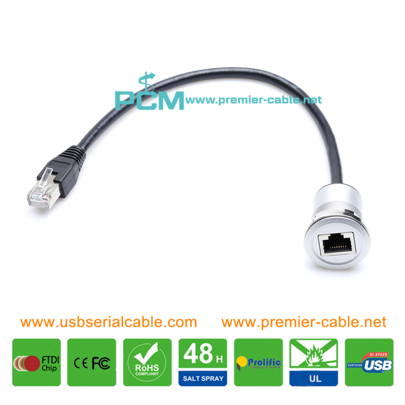 Cat6 RJ45 Plug Build-in Round Dashboard Mount Cable
