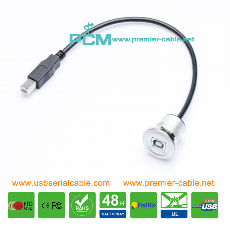 USB Type B Bulkhead Har-Port Printer Panel Cable