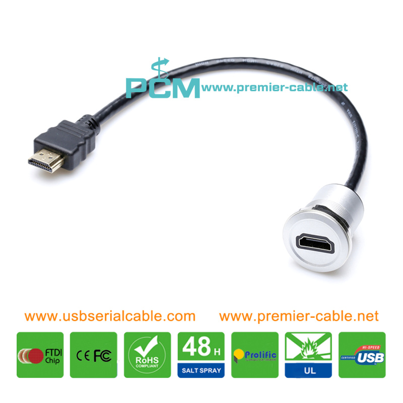 HDMI AUX Trailer Dash Round Flush Panel Cable