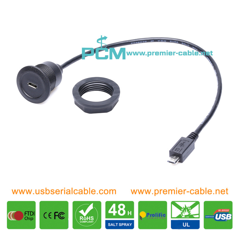 Micro USB Screwable Round Flush Mount Cable