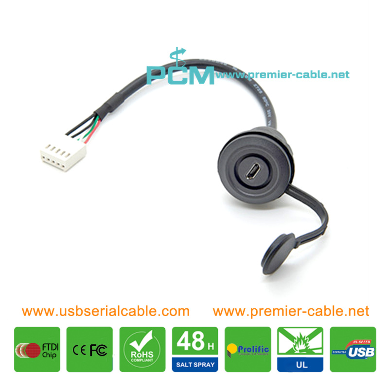 Micro USB to 5 Pin Jack Header Round Panel Cable