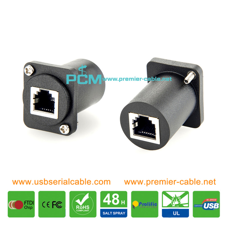 D Series CAT3 RJ11 RJ12 6P6C Female to Female Pass-Through Panel Connector