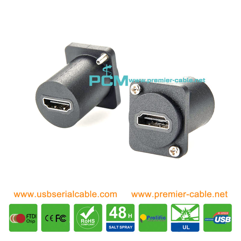 D-Type HDMI Housing Feed Through Panel Mount Converter Socket