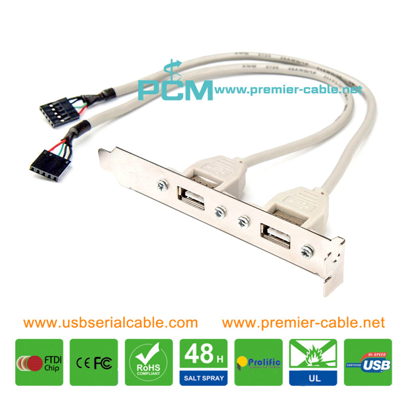 USB to 5 Pin Header Host Bracket Panel Cable