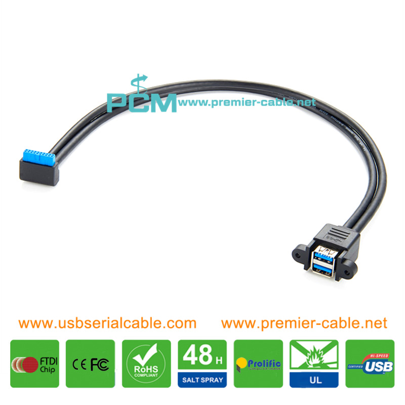 USB3.0 to Angle 20Pin Dual Row Host Rear Panel Cable
