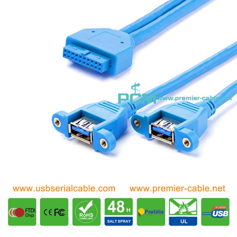 USB3.0 20 Pin Motherboard In-Line Slot Cable