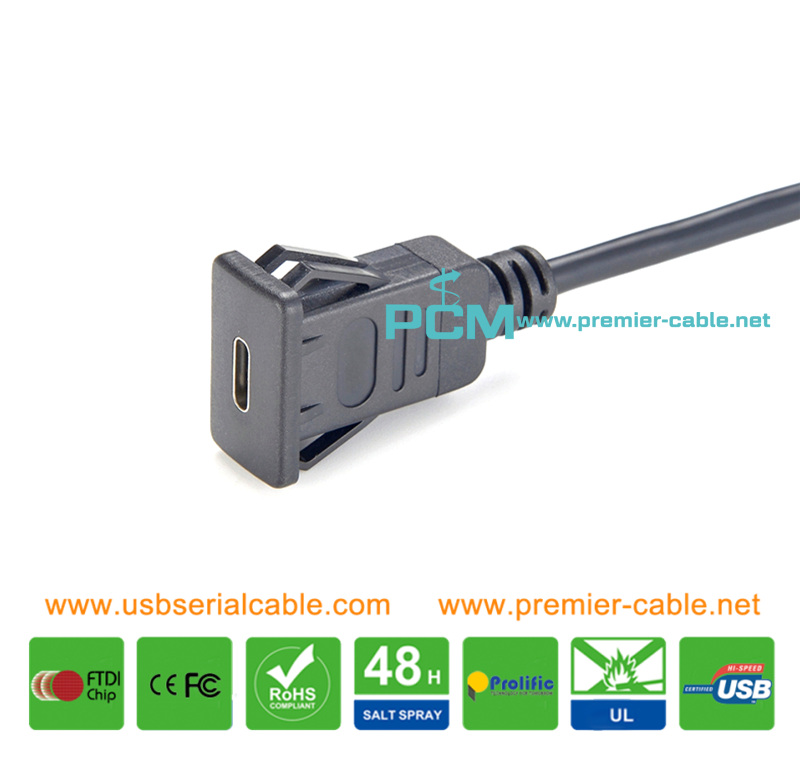 Snap-in USB2.0 USB3.1 Dash Panel Mount Cable
