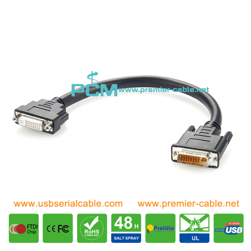 DVI-I Dual Link Digital Video Screw Panel Mount Cable