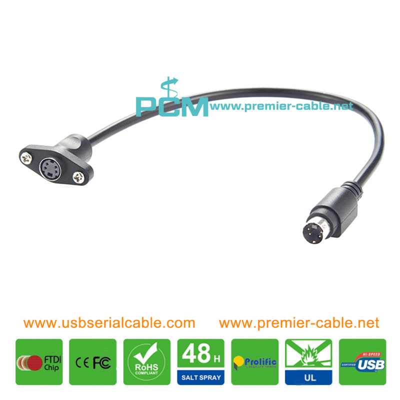 Mini-Din 4 Pin S-Video Bulkhead Screw Panel Cable