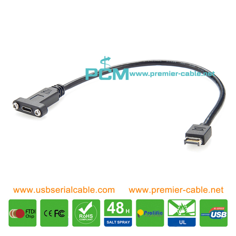 USB Type C to Type E Chassis Rear PCI Screw Panel Mount Cable USB Type C to Type E Chassis Rear PCI Screw Panel Mount Cable