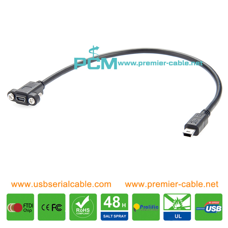 Mini USB Screw Bracket Front Panel Mount Cable