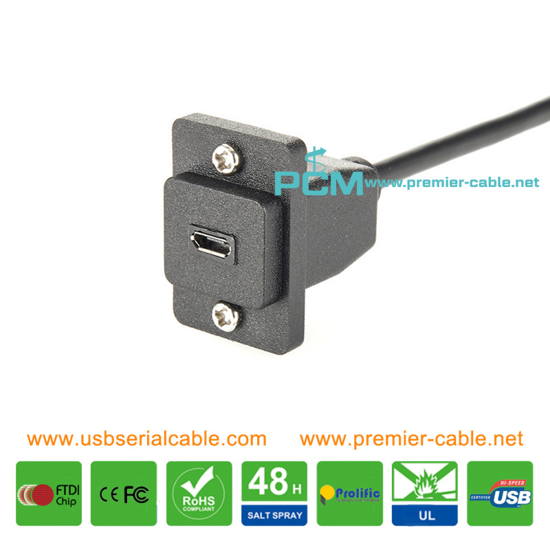 ECF Style Micro USB Male to Female Screw OTG Panel Mount Extension Cable ECF Style Micro USB Male to Female Screw OTG Panel Mount Extension Cable