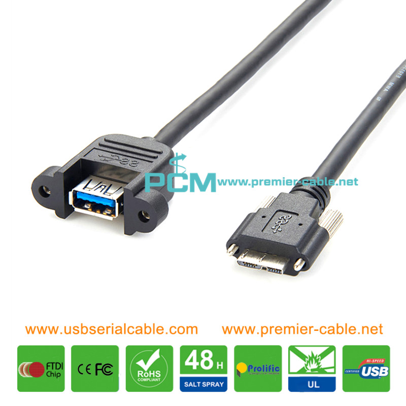 Micro USB3.0 Screw Locking Panel Mount Cable