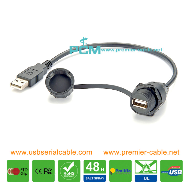 USB2.0 Socket IP67 Waterproof Dashboard Cable