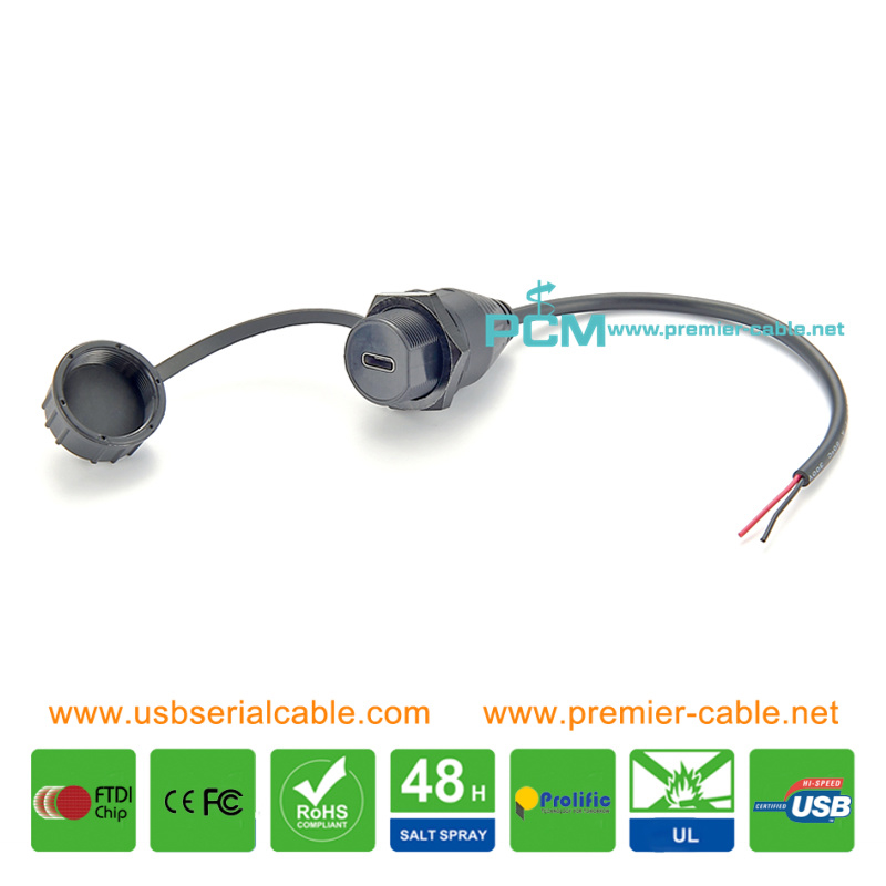 USB Type C to DC Power 2 Core IP67 Waterproof Cable