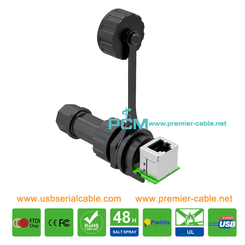 RJ11 RJ12 6P6C Angled Socket Waterproof Connector