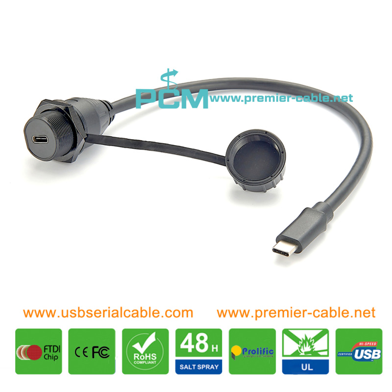 Type C USB 3.1 Male to Female IP67 Waterproof Cable