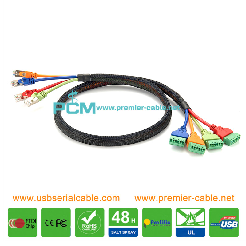 Cat5e Cat6 RJ45 to 6 Pin Terminal Housing Cable
