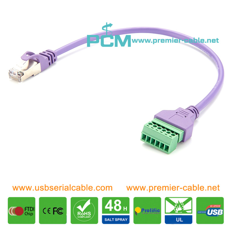 Ethernet RJ45 to 6 Pin Screw Terminal Block Cable