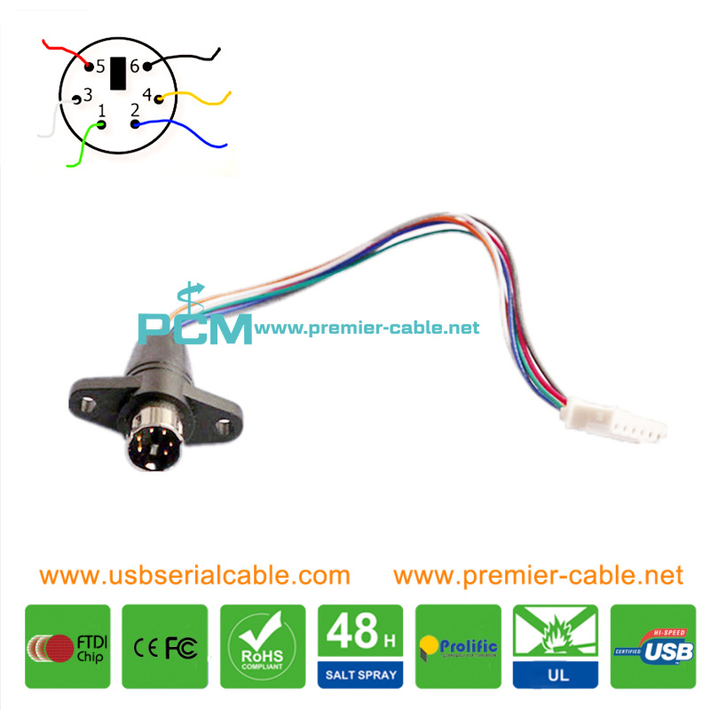 Mini Din 6 Pin to Molex Header Thrustmaster Wheels Base Cable